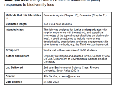 Using Future Wheels to understand policy responses to biodiversity loss